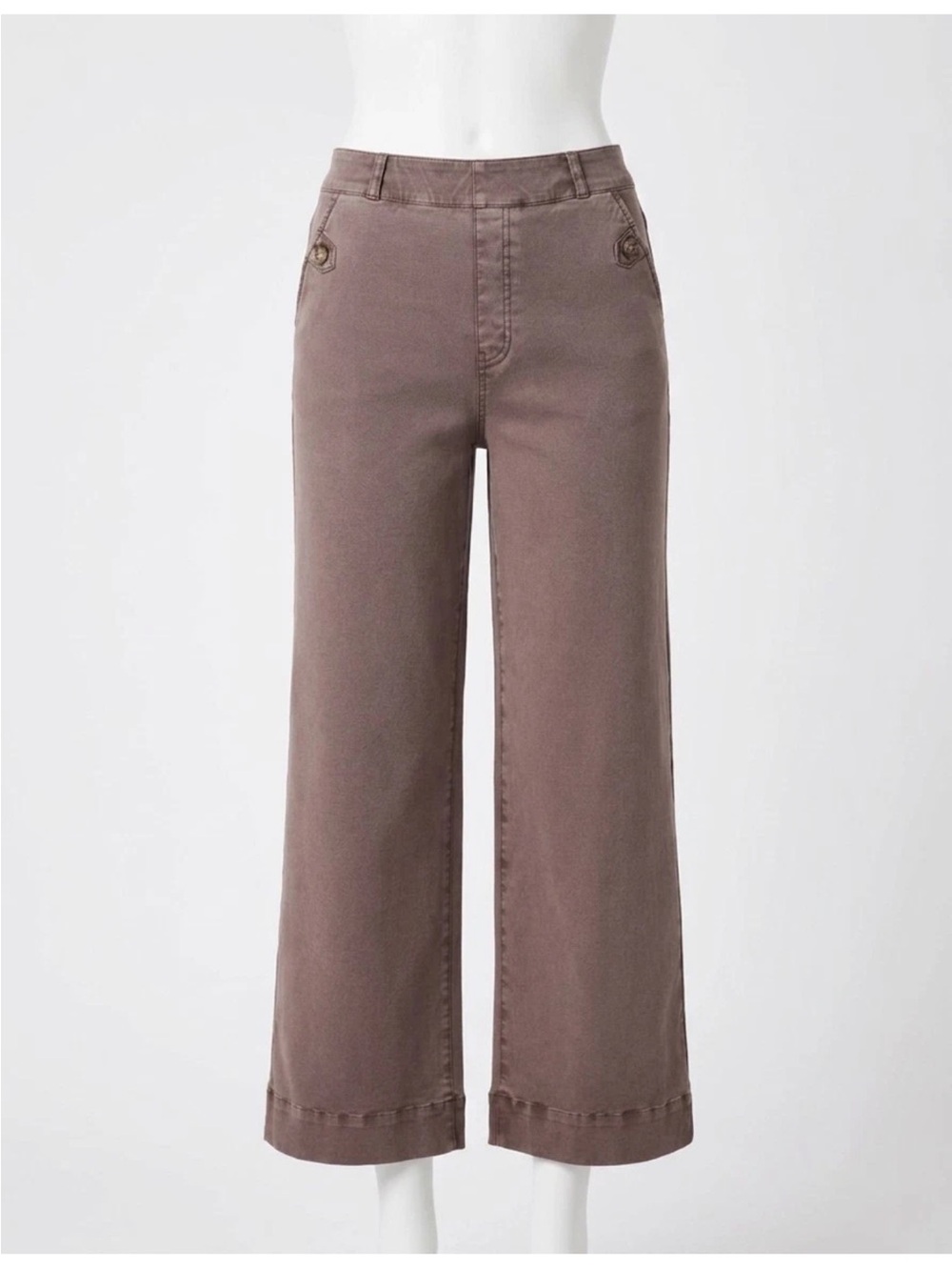 SPANX Cropped Wide-Leg Jeans - Mauve Brown